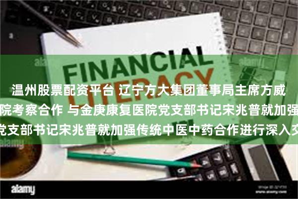 温州股票配资平台 辽宁方大集团董事局主席方威一行到汝州金庚康复医院考察合作 与金庚康复医院党支部书记宋兆普就加强传统中医中药合作进行深入交流