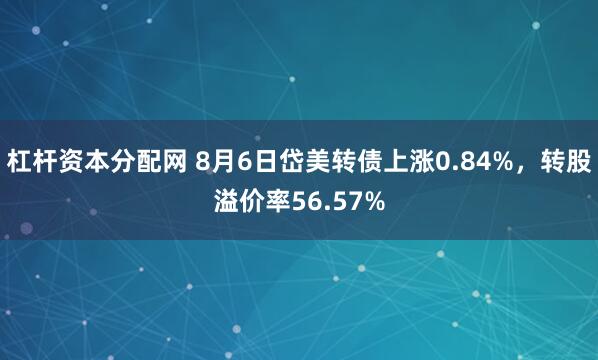 杠杆资本分配网 8月6日岱美转债上涨0.84%，转股溢价率56.57%