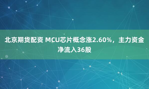 北京期货配资 MCU芯片概念涨2.60%，主力资金净流入36股